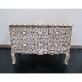 Maaya Bone Inlay Console Sideboard Brown and White Floral